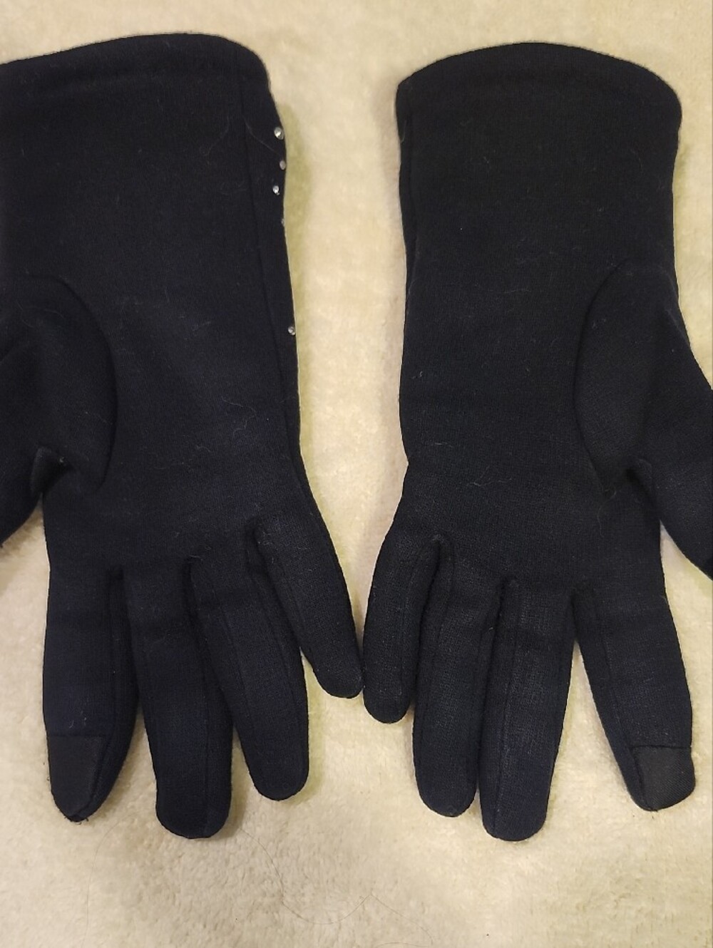 Black Rhinestone Women's Gloves - Picture 3 of 6
